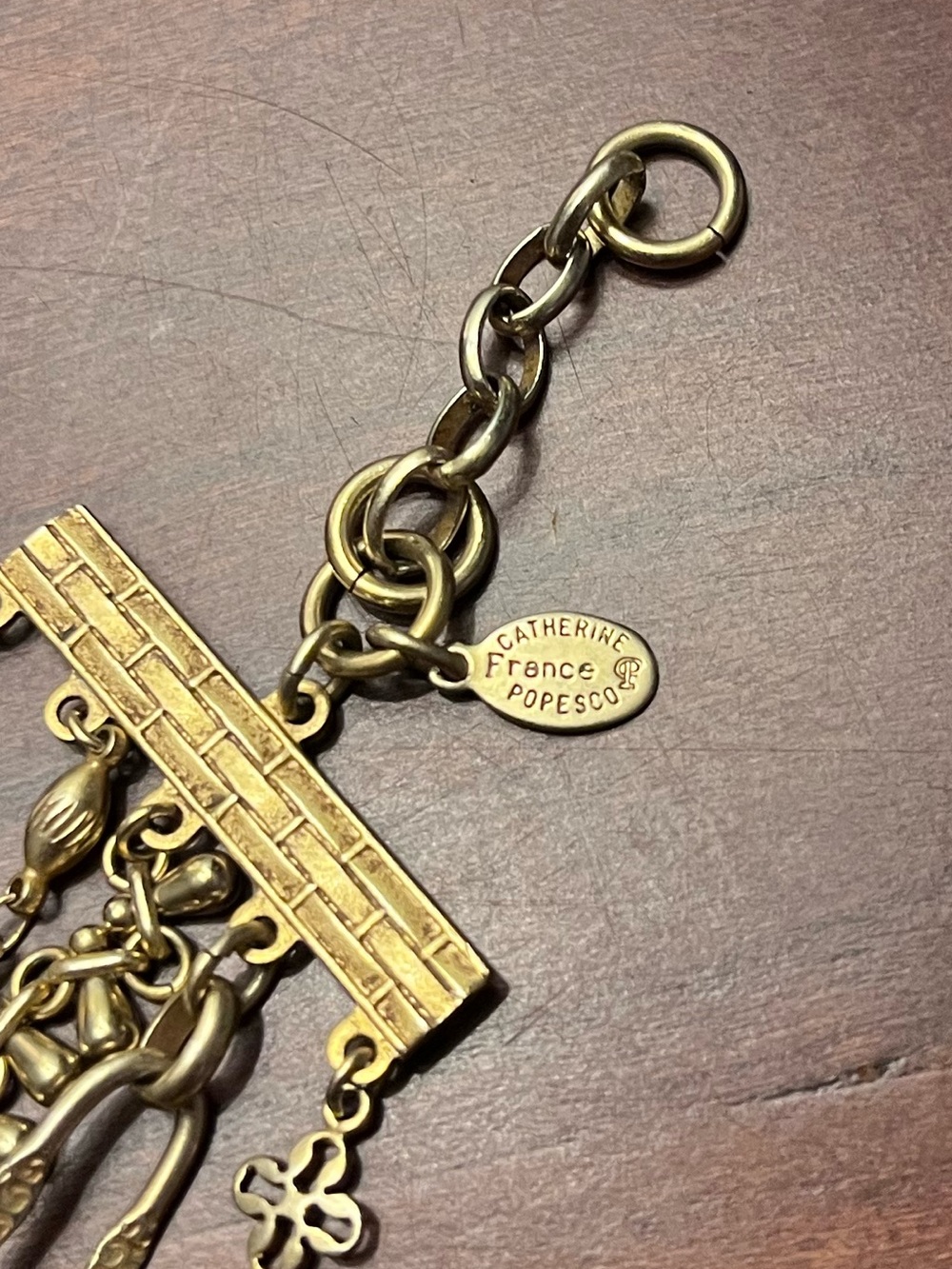 Catherine Popesco Antique Gold-Tone Multi Charm Key or Card Holder